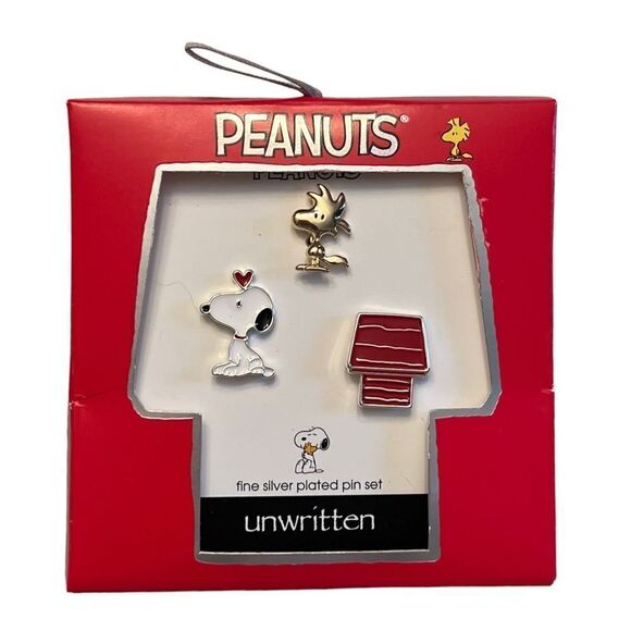 Peanuts Two-Tone Snoopy Woodstock & Red Dog House Lapel Pin Set 3 Piece New - Picture 2 of 3